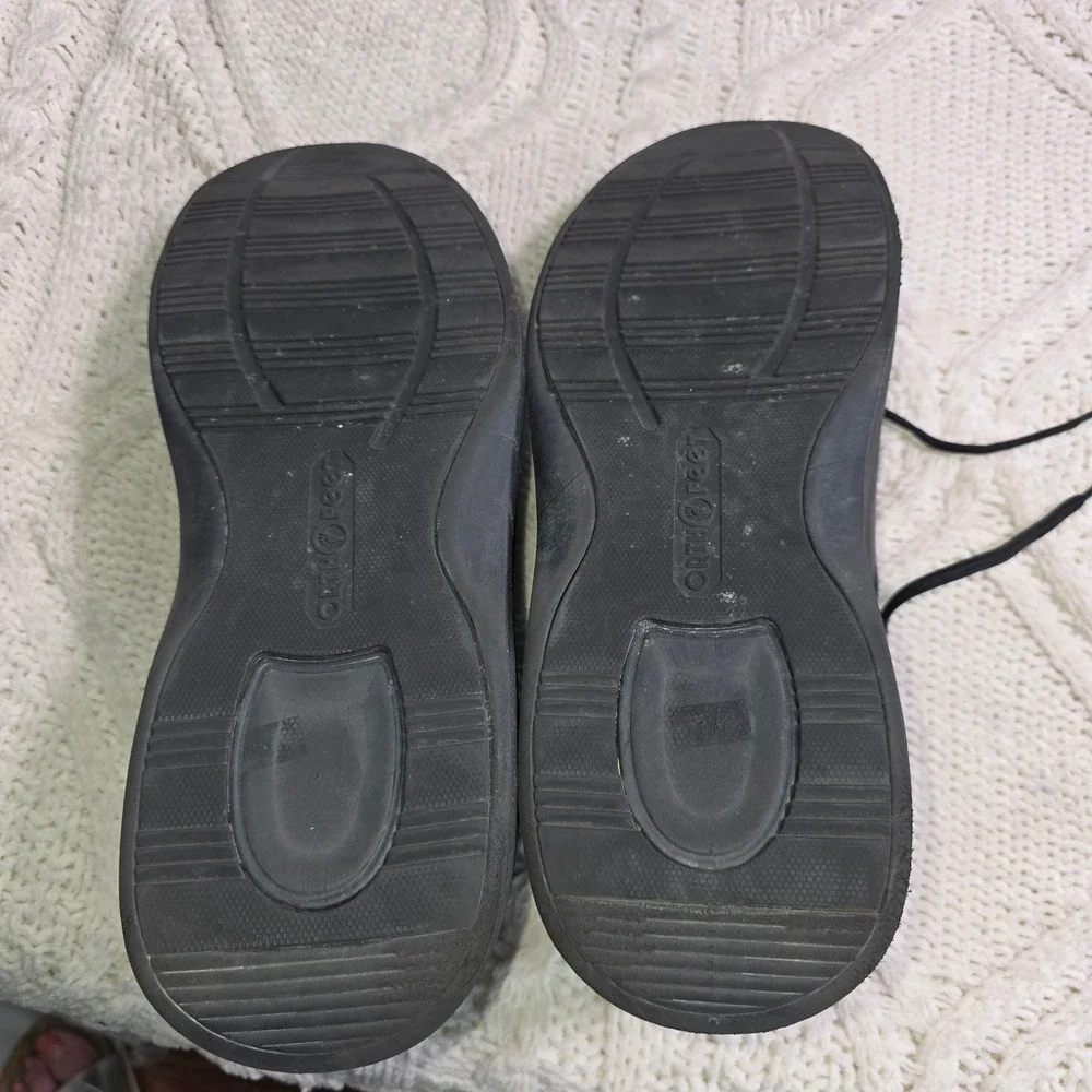 OrthoFeet 465 Oxford Walking Shoes Black Leather Lace Up Mens‎ 14 D Excellent